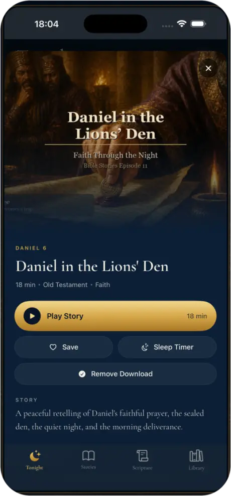 Daniel in the Lions’ Den story screen with a downloaded audio option